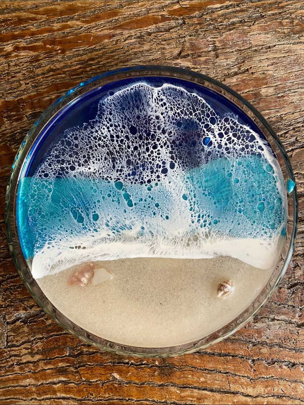 🐚Handmade🐚Glass Epoxy Resin Ocean Jewelry Dish - Picture 8 of 8